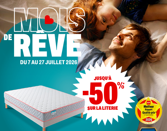Mois de rêve ! Jusqu'à -50% sur la literie