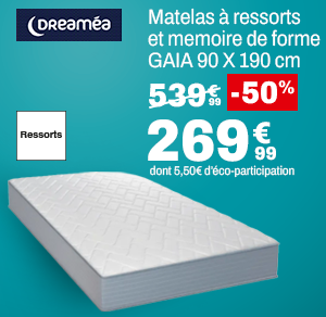 Matelas à ressorts et memoire de forme GAIA 90 X 190 cm DREAMEA
