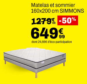 Ensemble matelas et sommier 160x200 cm Détente 2 SIMMONS