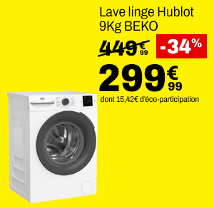 Lave linge Hublot 9Kg BEKO