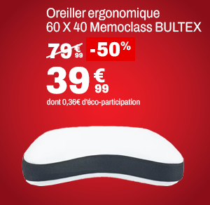 Oreiller ergonomique 60 X 40 Memoclass BULTEX