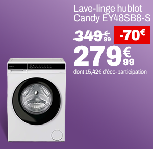 Lave-linge hublot Candy EY48SB8-S à 279,99 € au lieu de 349,99 €