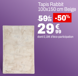 Tapis Rabbit 100x150cm Beige à à 29,99 € au lieu de 59,99 €.